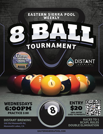 weekly pool tournament at distant brewing in mammoth lakes