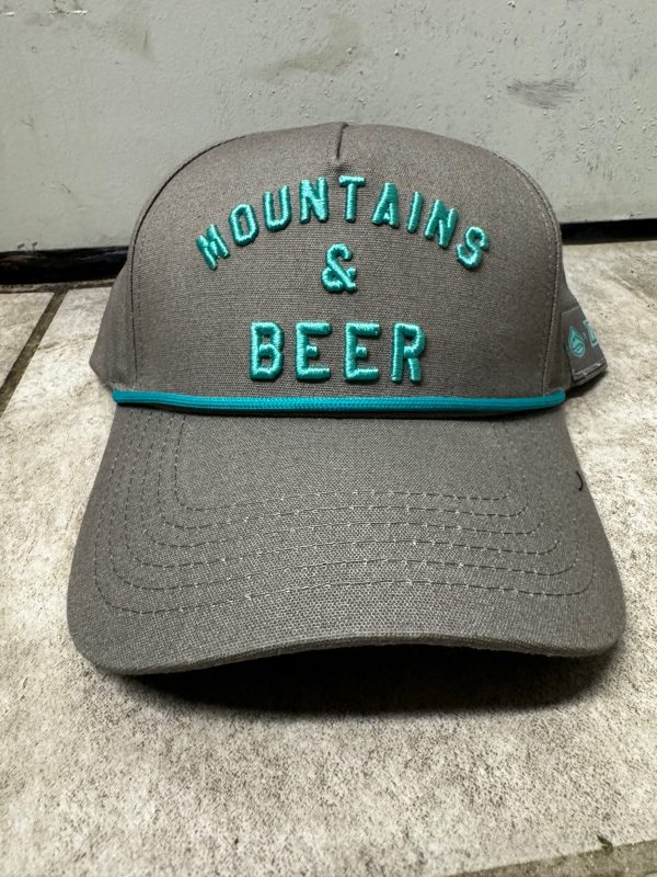 distant brewing mountains and beer hat gray and teal front