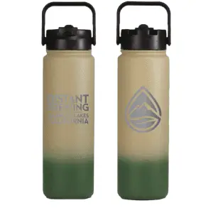 distant brewing 20oz traveler bottle tan green