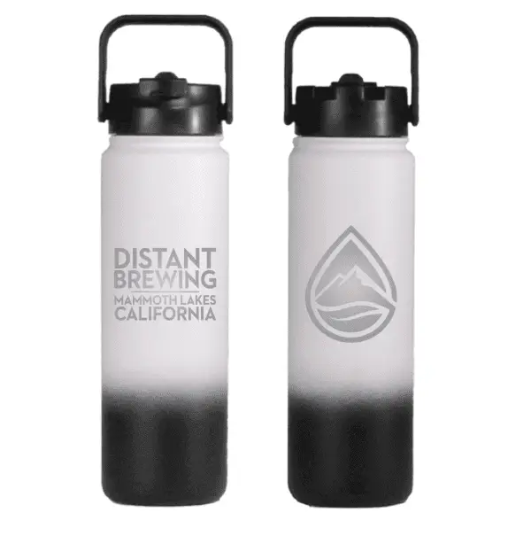 distant brewing 20oz traveler bottle white black