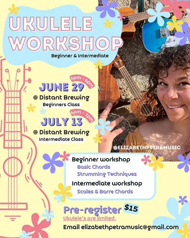 beginner ukelele lessons at distant brewing with elizabeth petra