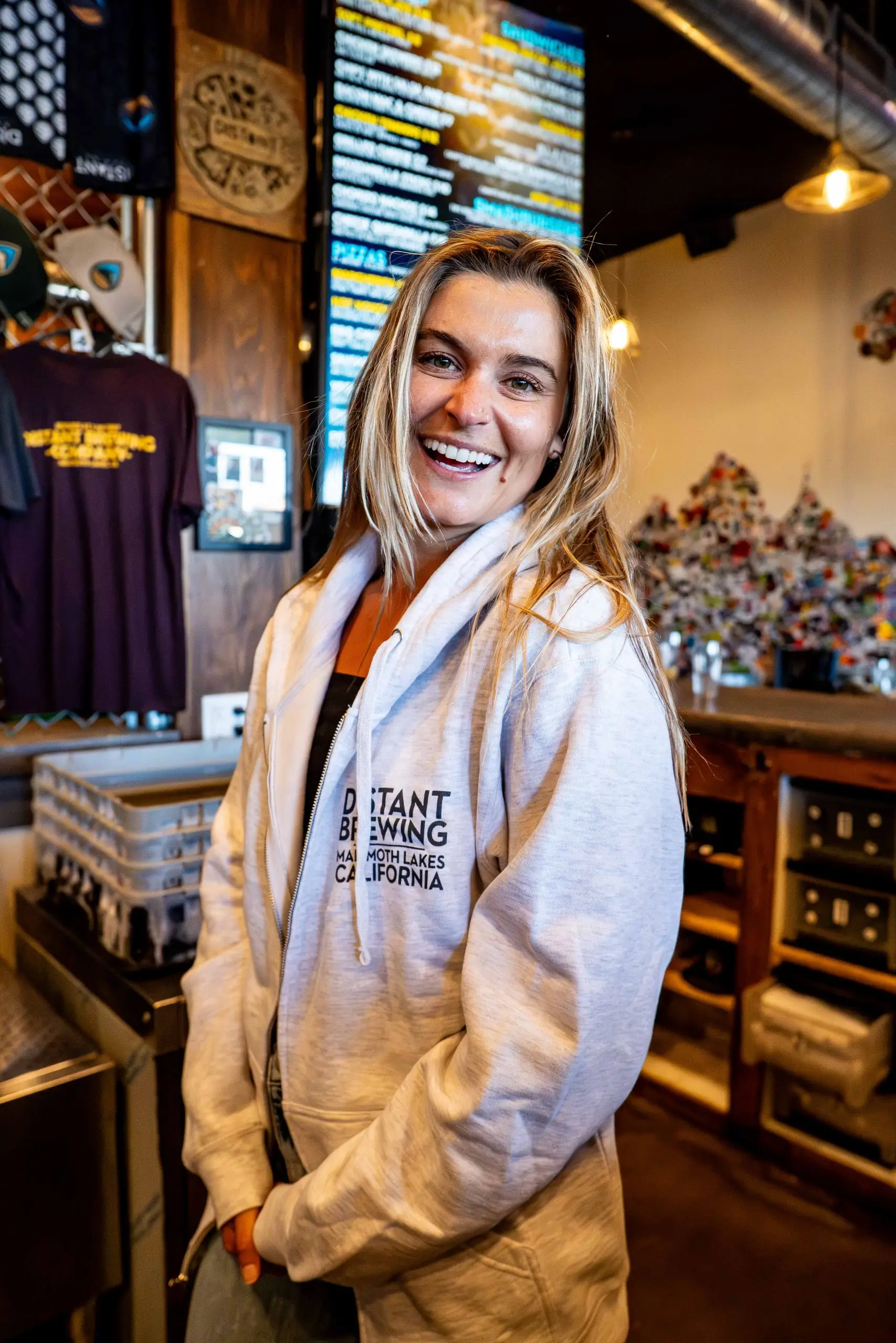 zip gray hoodie distant brewing