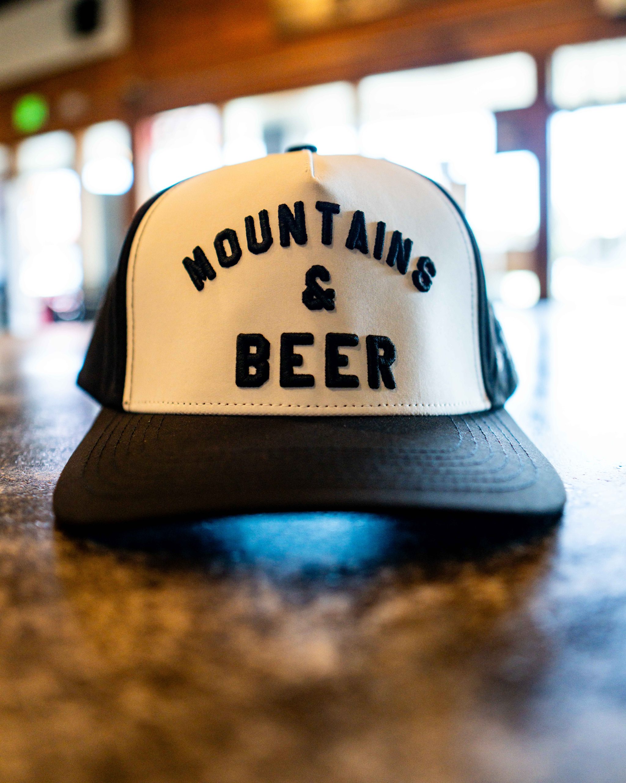 Mountains & Beer Hats Black White