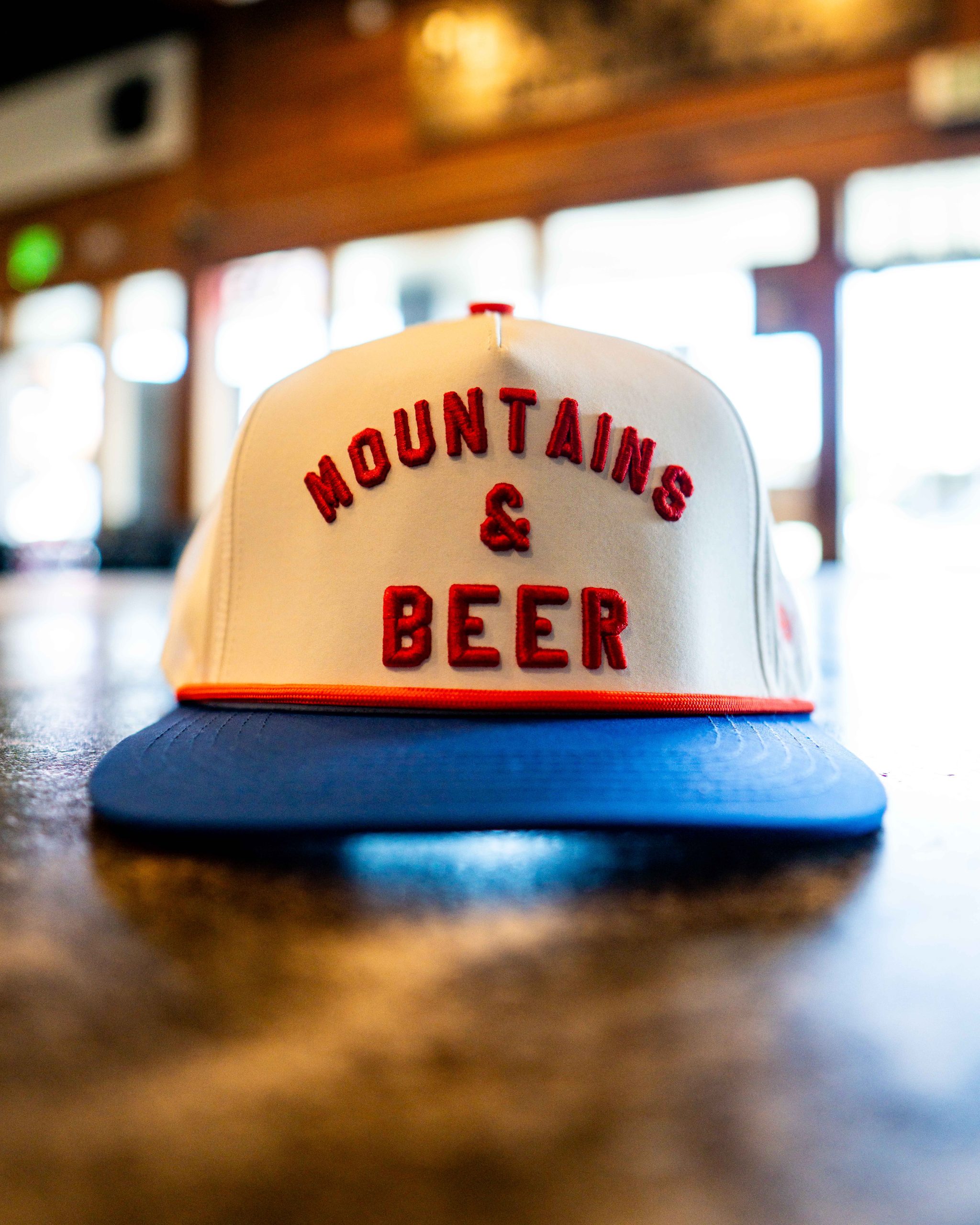 Mountains & Beer Hats Red White Blue