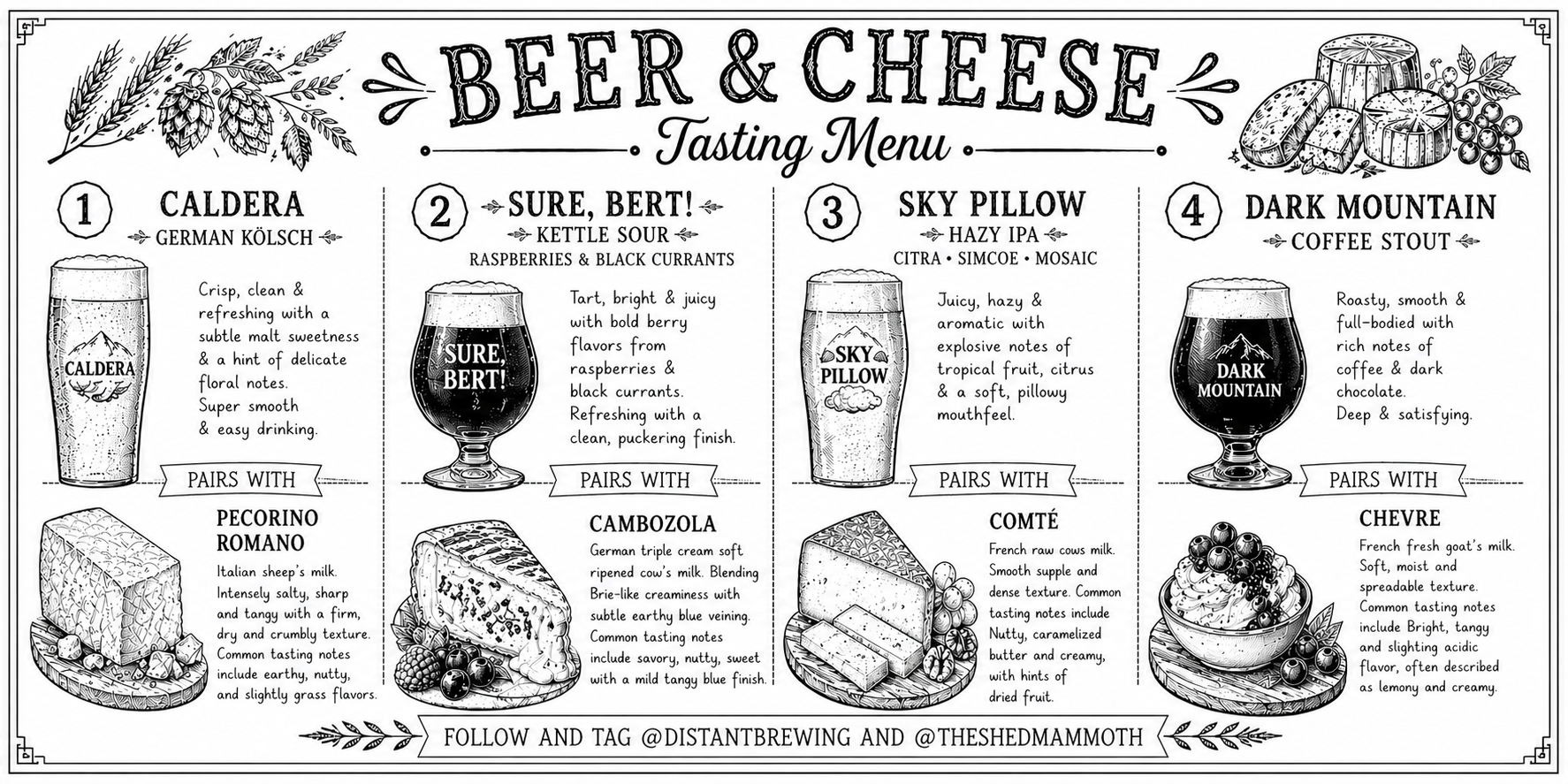 Mammoth Lakes Restaurant Week 2026 Beer and Cheese Tasting Menu Distant Brewing
