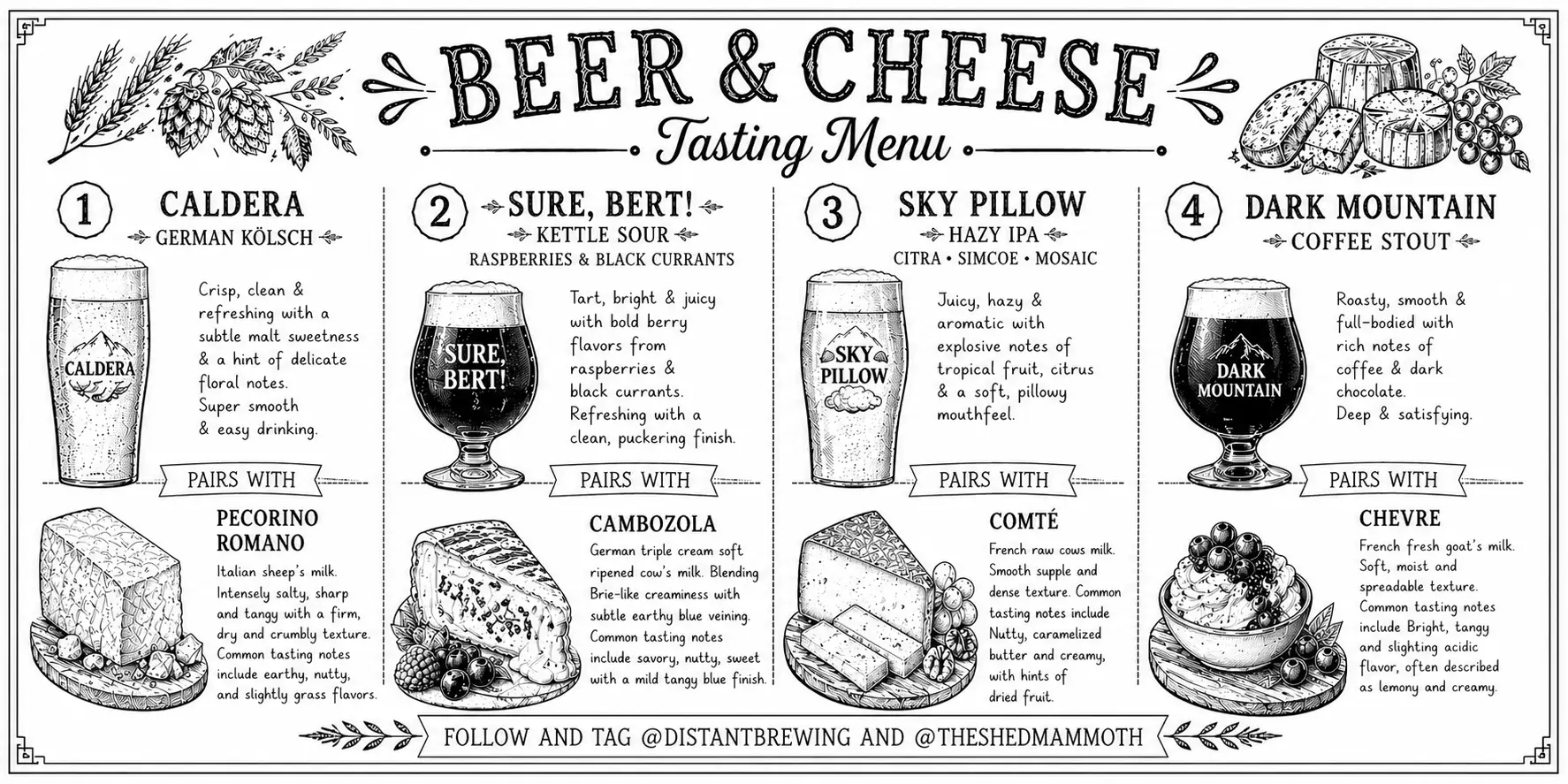 Mammoth Lakes Restaurant Week 2026 Beer and Cheese Tasting Menu Distant Brewing